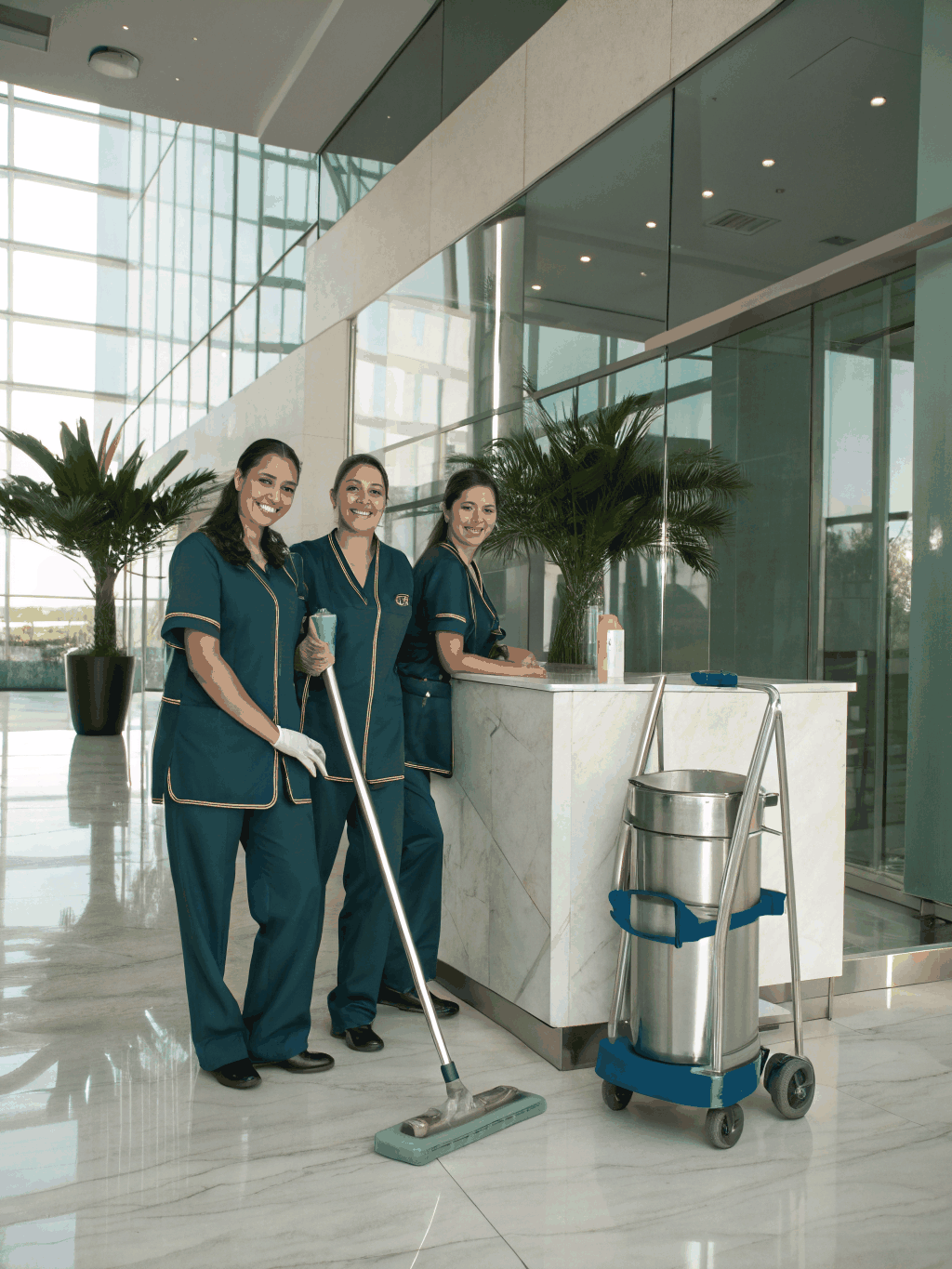 Professional cleaning crew in action