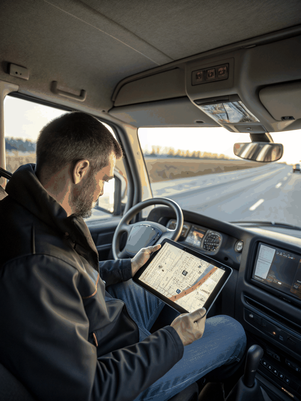 Commercial driver operating a vehicle